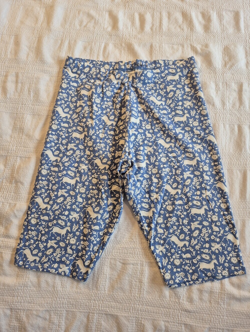 Mini Boden girls size 15-16 years blue and white animal print bike shorts EUC